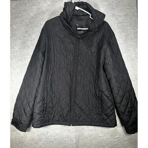 GAP Men’s Black Puffer Packable Jacket Size Large Hooded Winter Pockets